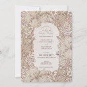 Golden Lily Wedding Suite Pink Cream Morris Einladung (Vorderseite)