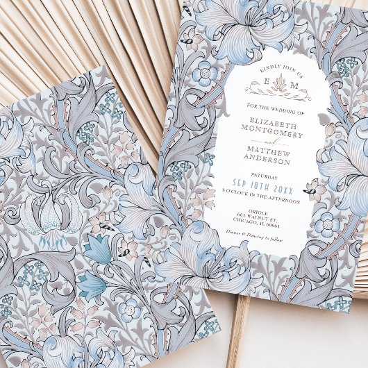 Golden Lily Wedding Suite Pink Cream Morris Einladung