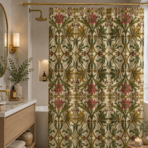 Golden Lily Wildblumen William Morris  Duschvorhang