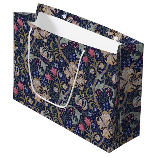 Golden Lily, William Morris große Geschenktasche Geschenktüte (Vorderseite Schrägansicht)