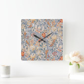 Golden Lily, William Morris Quadratische Wanduhr (Zuhause)