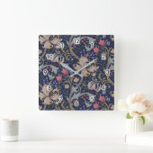 Golden Lily, William Morris Quadratische Wanduhr (Zuhause)