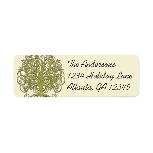 Golden Lime Green Swirl Tree Labels (Vorne)