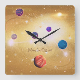 Golden Limitless Liebe Quadratische Wanduhr
