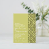 Golden Limon Damask Einladung Postkarte (Stehend Vorderseite)