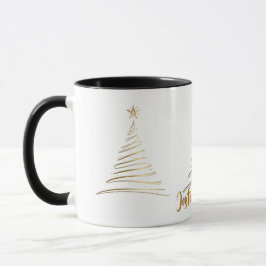 Golden Line Art Christmas Tree Tasse