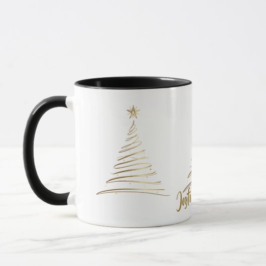 Golden Line Art Christmas Tree Tasse (Links)