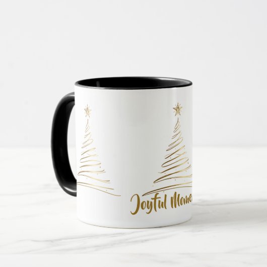 Golden Line Art Christmas Tree Tasse (Vorderseite Links)