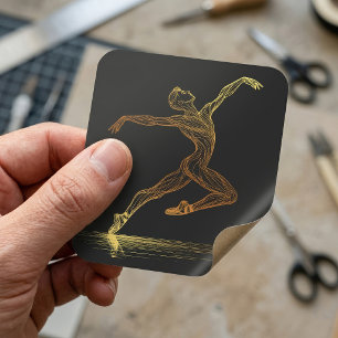 Golden Line Kunst, Dichtung und Musik Banca del Go Quadratischer Aufkleber