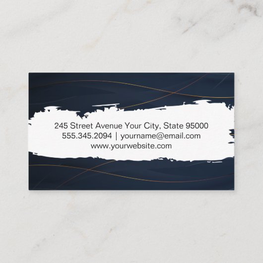 Golden Lines | Dunkelblauer Hintergrund Visitenkarte (Rückseite)