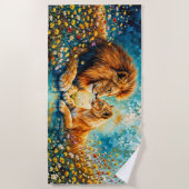 Golden Lion Bunte Wildblumen Strandtuch (Vorderseite)