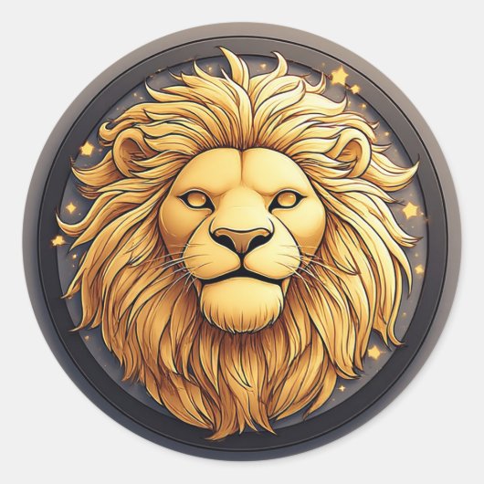🦁 Golden Lion Cosmic Circle Aufkleber Geschenk (Vorderseite)