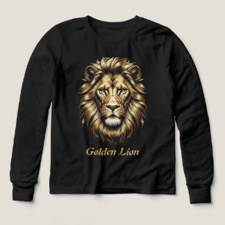 Golden Lion Face T - Shirt - Elegantes Black & Gol