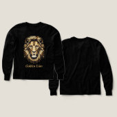 Golden Lion Face T - Shirt - Elegantes Black & Gol (Design Vorder- & Rückseite)