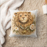 Golden Lion Fairytale Throw Pillow Kissen<br><div class="desc">A charming throw pillow featuring a golden lion in a soft fairytale style,  surrounded by delicate roses and gentle storybook details. Inspired by classic fairytales and timeless vintage illustrations,  this decorative piece brings a warm touch of royal elegance and magical charm to any cozy space.</div>