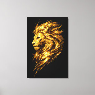 Golden Lion Legacy   Luxuriöser goldener Löwe auf  Leinwanddruck