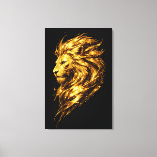 Golden Lion Legacy | Luxuriöser goldener Löwe auf  Leinwanddruck