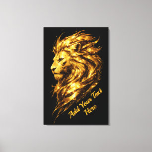 Golden Lion Legacy   Personalisierter Luxus-Goldlö Leinwanddruck