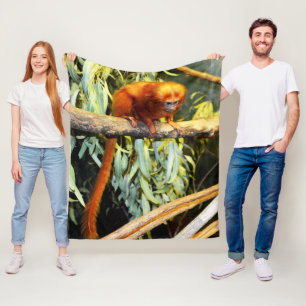 Golden Lion Tamarin Whatup, Med Fleece Blanket