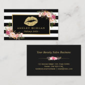 Golden Lips Blumengestein Kunstmuseum Beauty Salon Visitenkarte (Vorne/Hinten)