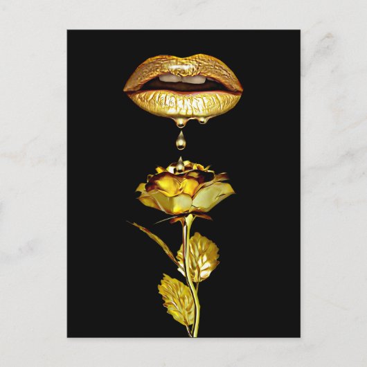 Golden Lips Tropfen Liquid Gold Postkarte (Vorderseite)