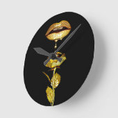 Golden Lips Tropfen Liquid Gold  Runde Wanduhr (Winkel)