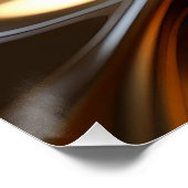 Golden Liquid Metal Waves - Moderne Glossy Art Poster (Ecke)