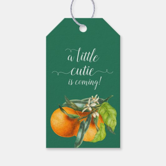 Golden Little Süsse Orange Babydusche Geschenkanhänger (Vorderseite)