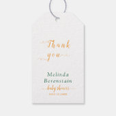 Golden Little Süsse Orange Babydusche Geschenkanhänger (Rückseite)