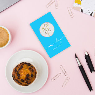 Golden Logo Friseur Makeust Artist Blue Visitenkarte