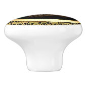 Golden Longhair Katze Gerahmt in Damask Keramikknauf (Seitenansicht)