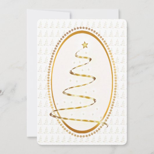 Golden Look Ribbon Weihnachtsbaum Feiertagskarte (Vorderseite)