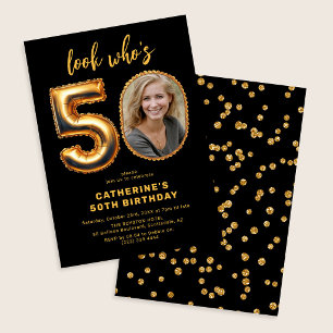 Golden Look Who's 50 Foto 50. Geburtstag Einladung