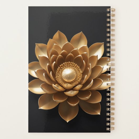 Golden Lotus auf schwarz | Dein Name | 2025 Planer (Rückseite)