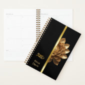 Golden Lotus auf schwarz | Dein Name | 2025 Planer (Anzeige)