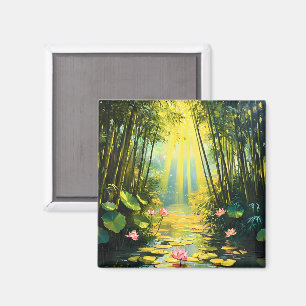 Golden Lotus Bamboo Wald Magnet