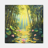 Golden Lotus Bamboo Wald Magnet (Vorne)