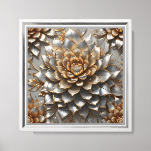 Golden Lotus Bloom   Elegant Metallic Floral Leinwanddruck