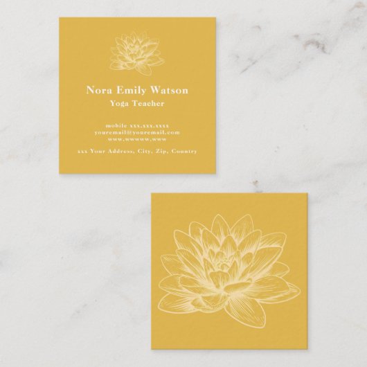 Golden Lotus Blume Business Card Quadratische Visitenkarte (Vorne/Hinten)