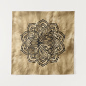 Golden Lotus Blume Mandala Wandteppich (Vorderseite (Horizontal))
