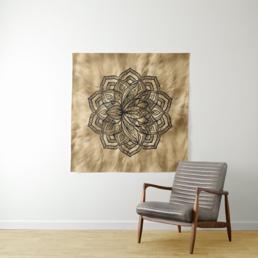 Golden Lotus Blume Mandala Wandteppich (Beispiel (Horizontal))