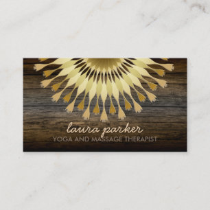 Golden Lotus Blume Wood Yoga Massage Visitenkarte