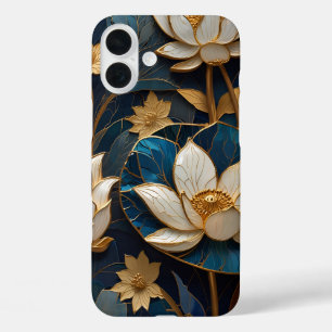 "Golden Lotus Elegance - Luxuriöser iPhone Case" 16 Plus Hülle