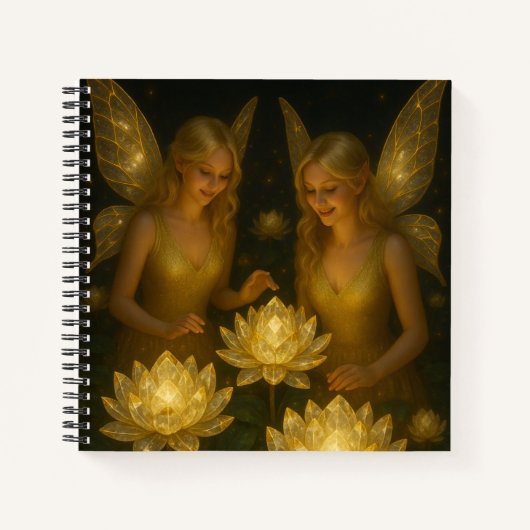 Golden Lotus Fairies Fantasy Art Journal  Notizblock (Vorderseite)