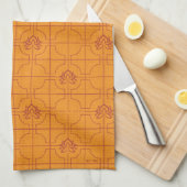 Golden Lotus Grid Pattern - The White Lotus Geschirrtuch (Viertel Falte)