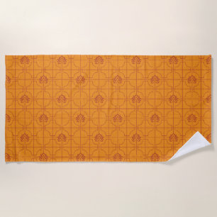 Golden Lotus Grid Pattern - The White Lotus Strandtuch