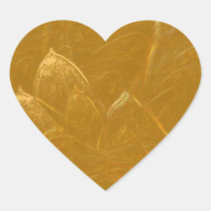 Golden Lotus Heart : Embossed Gold Leaf Herz-Aufkleber