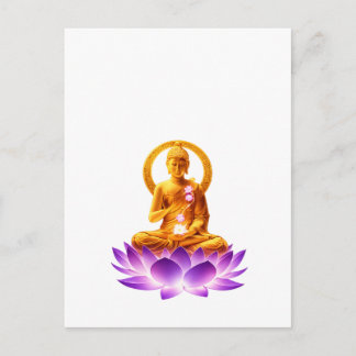 Golden Lotus Meditation Buddha Spiritual Yoga Desi Feiertagspostkarte