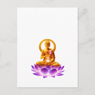 Golden Lotus Meditation Buddha Spiritual Yoga Desi Postkarte