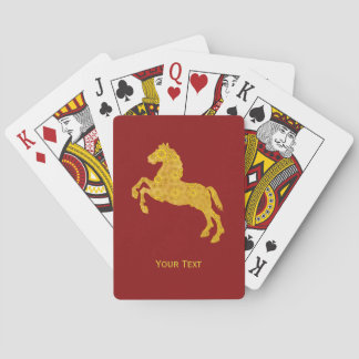 Golden Lotus Petal Pattern Horse On Dark Red Spielkarten